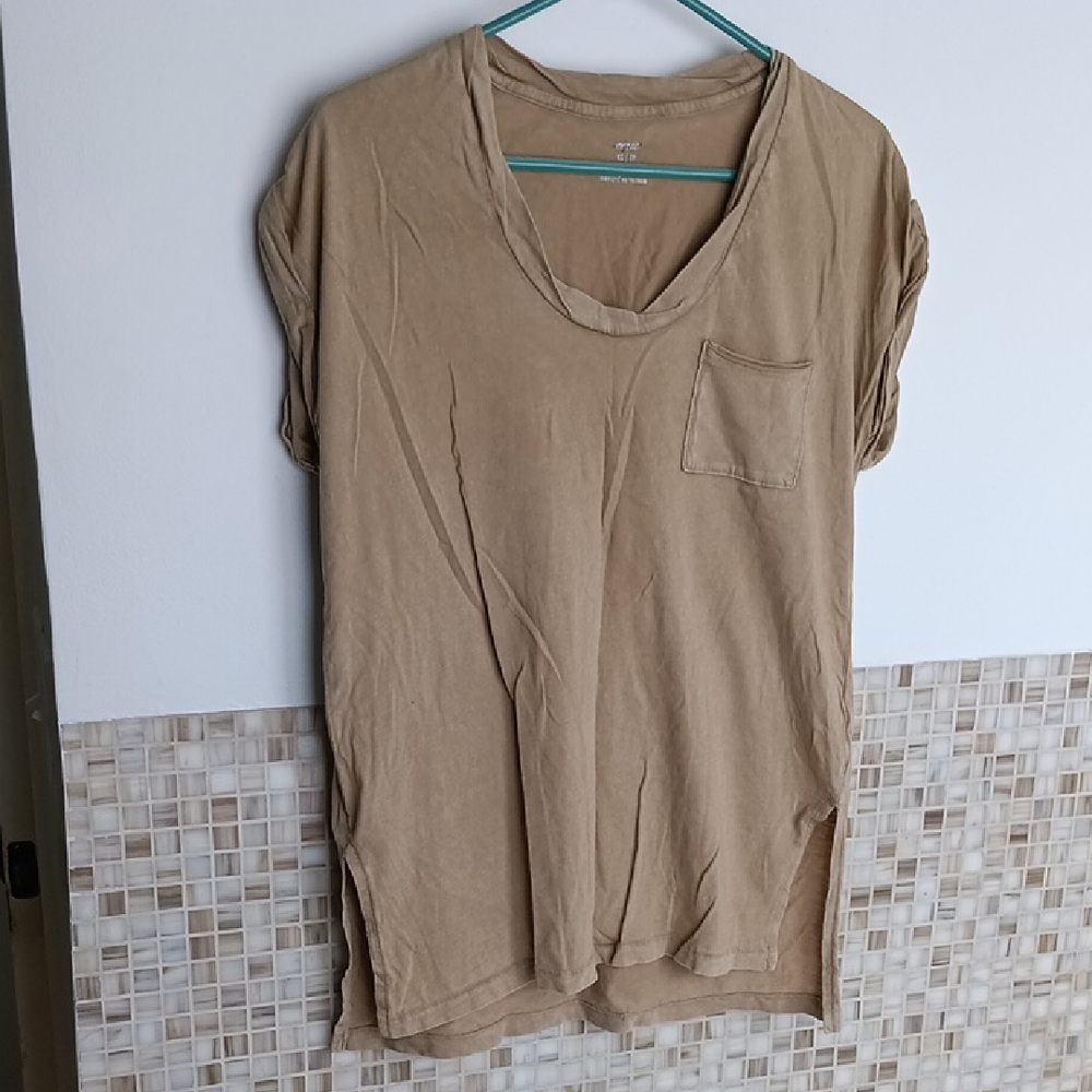 Aerie Cotton Boxy Tunic Khaki